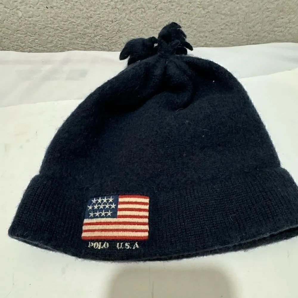 GUC Vintage Polo Ralph Lauren polo USA flag winter beanie
